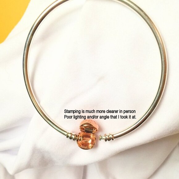 NWOT Pandora Rose Gold Ball Clasp Bangle - Picture 2 of 4